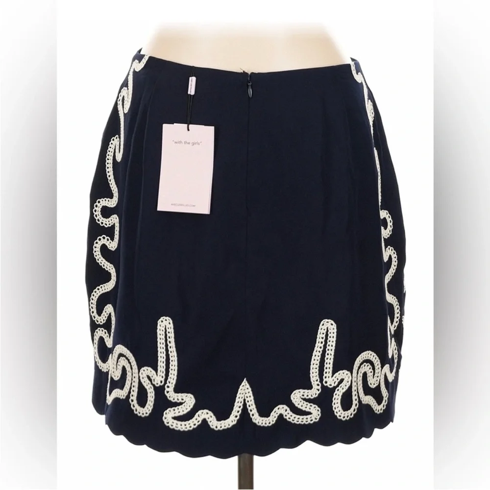 NWT Avec Les Filles Seahorse Embroidery Sleeveless Shell Navy & White Set M/6 - Picture 9 of 12